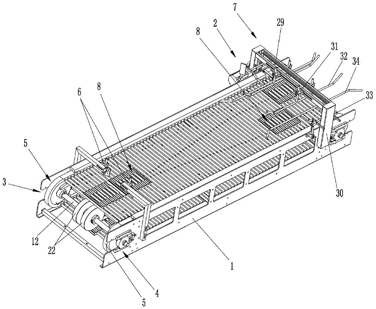 One-into-two conveying device for packages