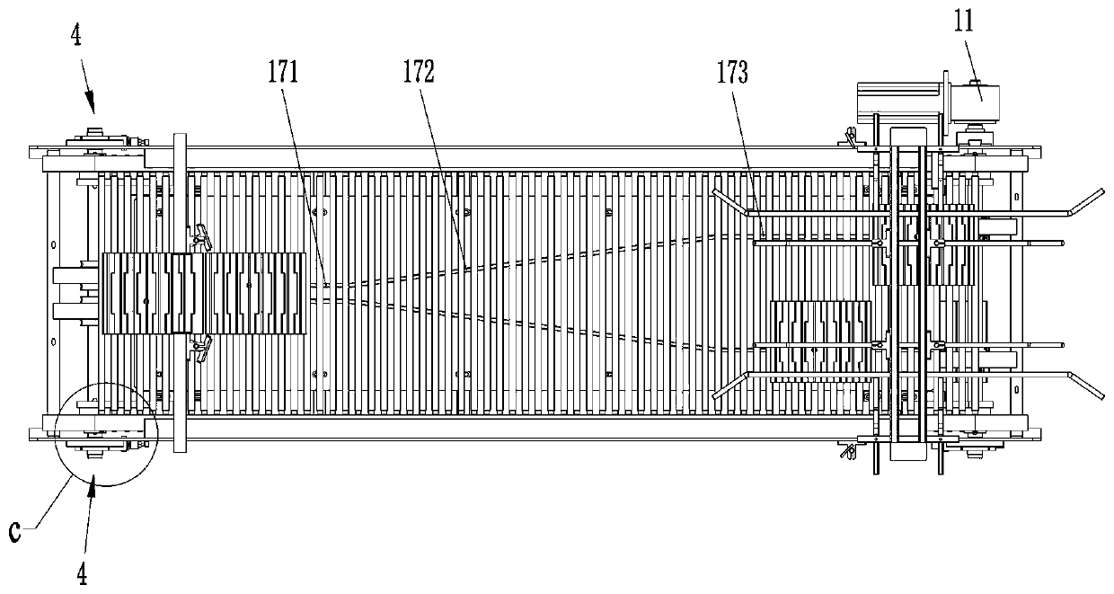 One-into-two conveying device for packages