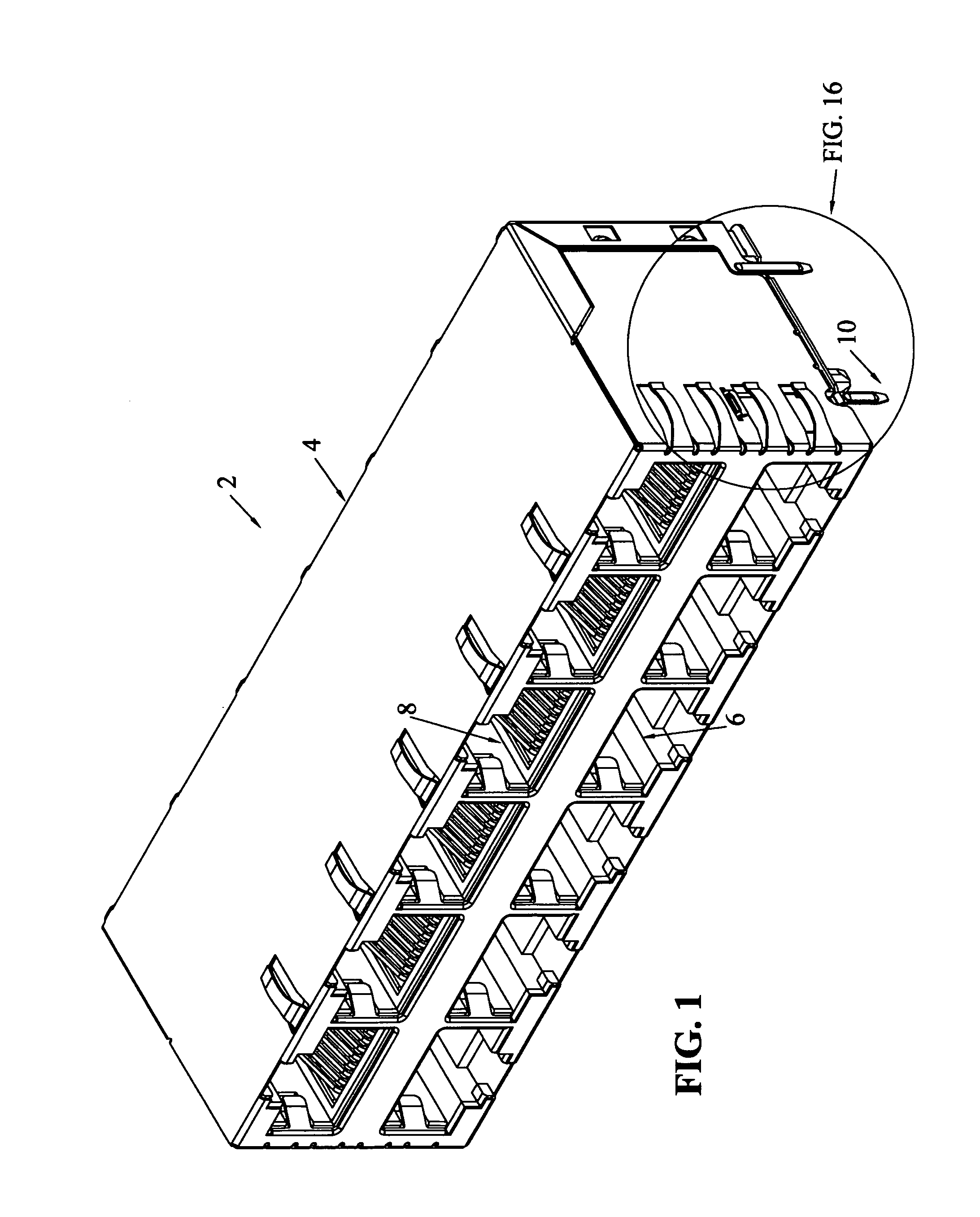 Signal conditioned modular jack assembly with improved shielding