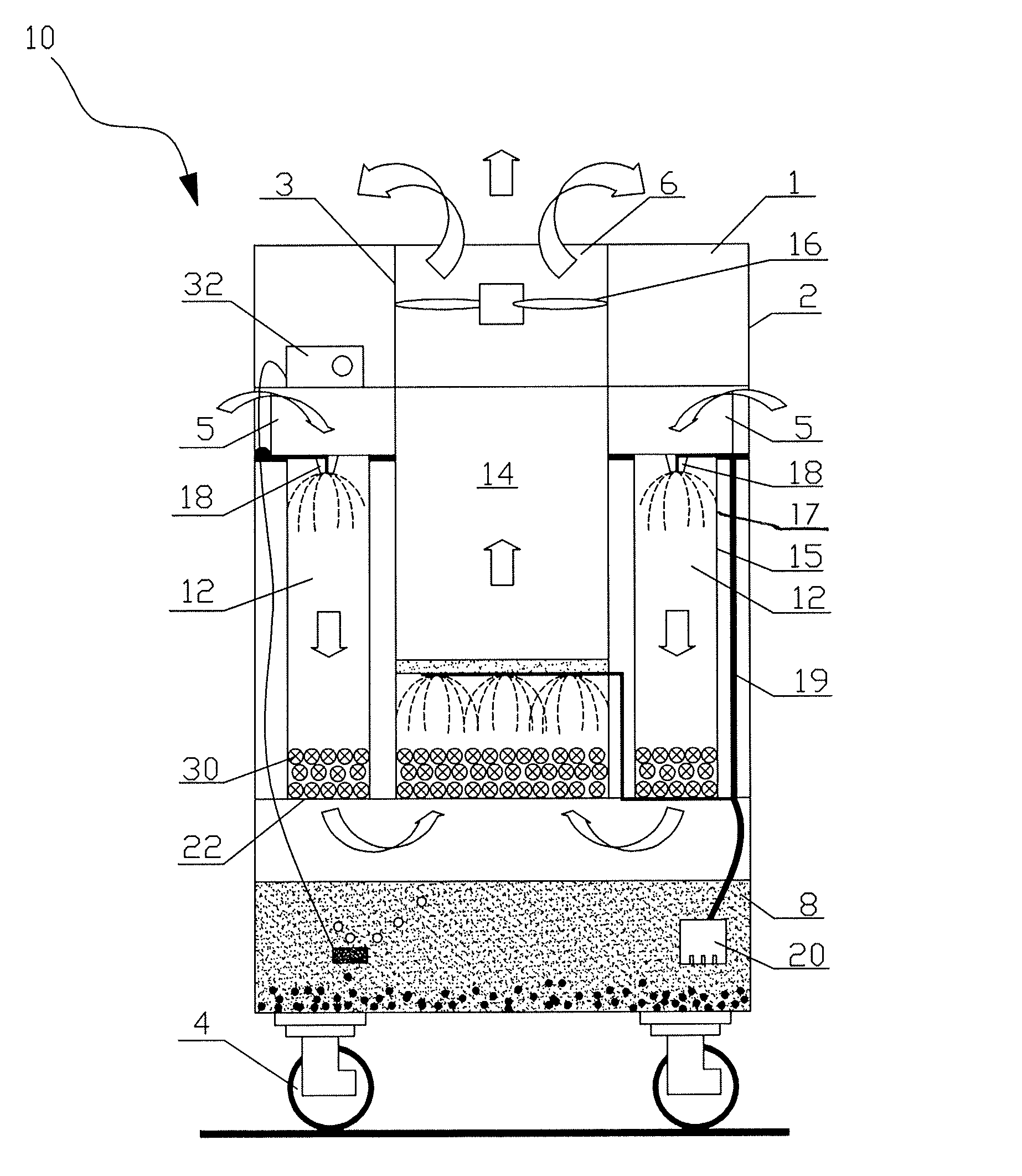 Dust arrester and method for removing dust particles from air