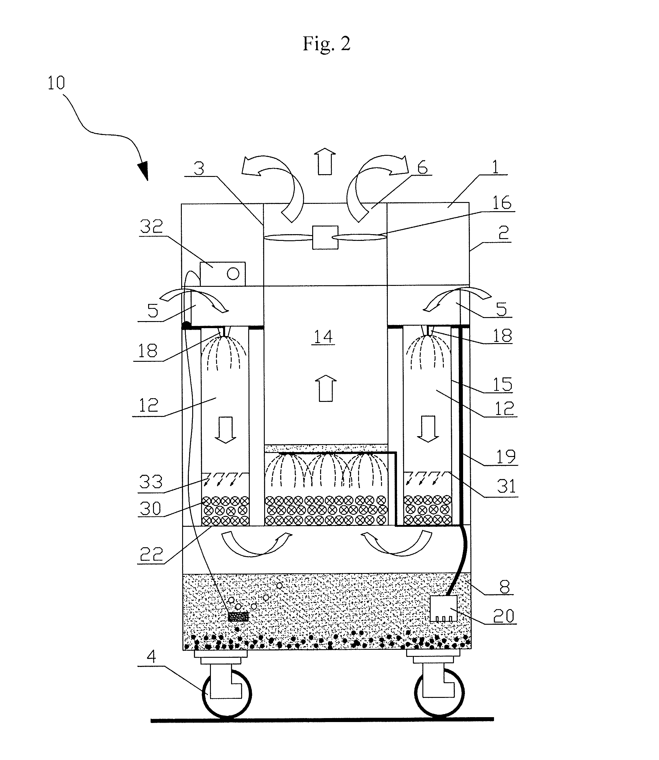 Dust arrester and method for removing dust particles from air