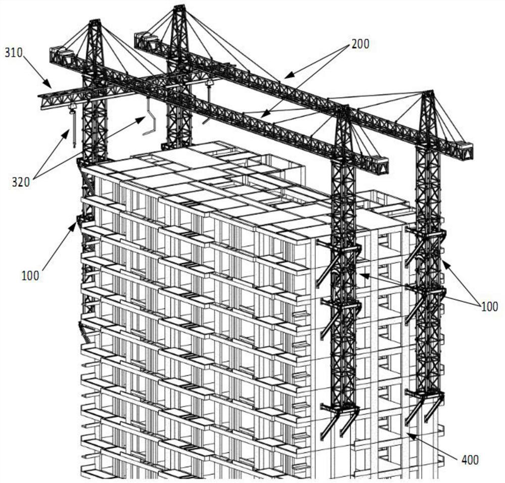 High-rise building construction system and installation method thereof