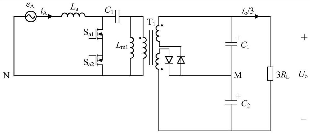 Three-phase three-level rectifier based on three-winding isolation transformers