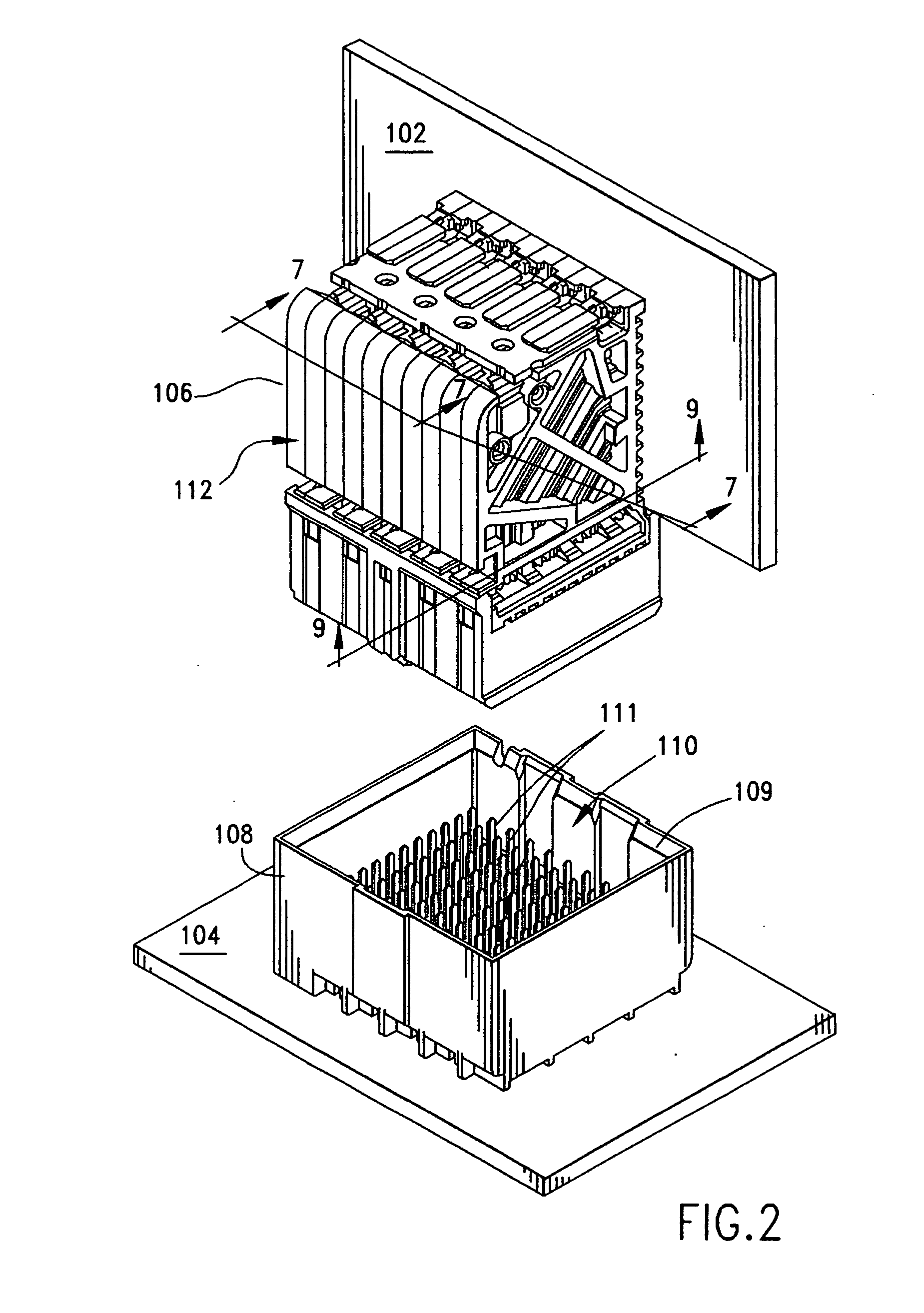 High speed connector with spoked mounting frame