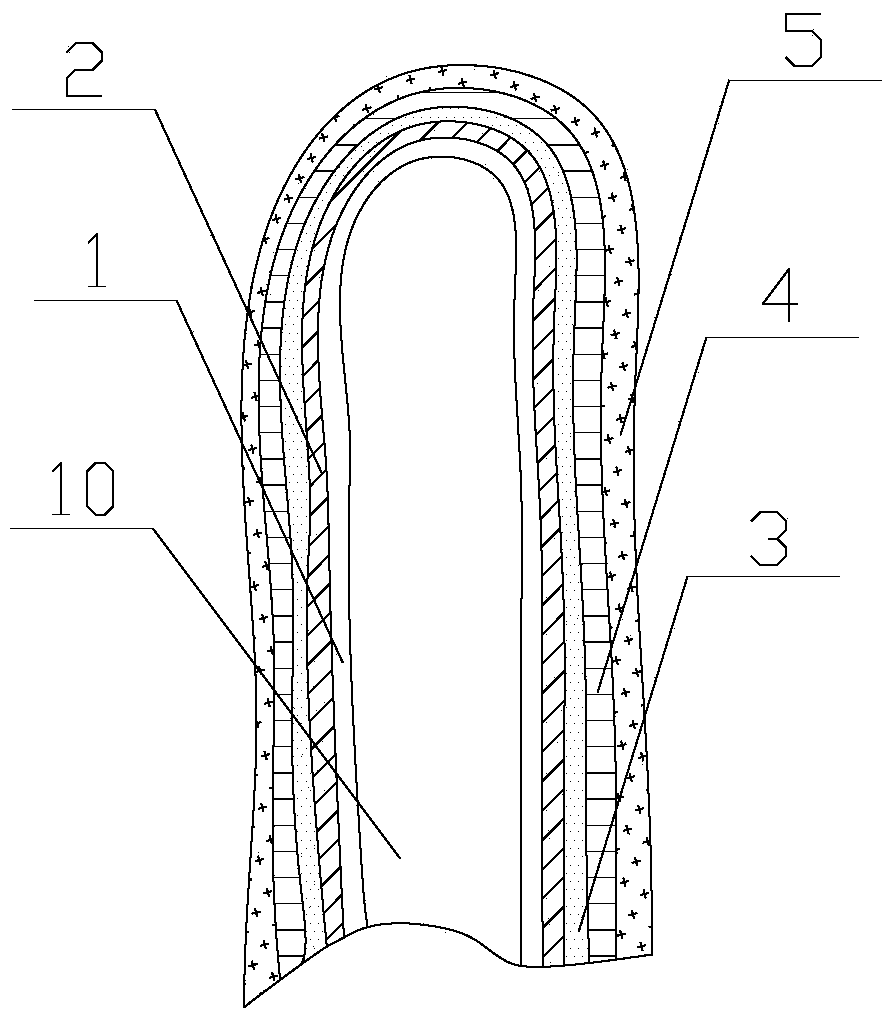 Five-finger reinforced type work protective glove and preparation method thereof