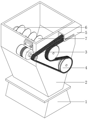 Double-split stirring stock bin of valve bag packaging machine