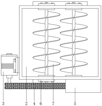 Double-split stirring stock bin of valve bag packaging machine