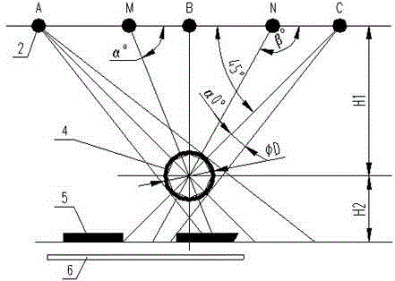 Detection method for X ray of boiler tube panel