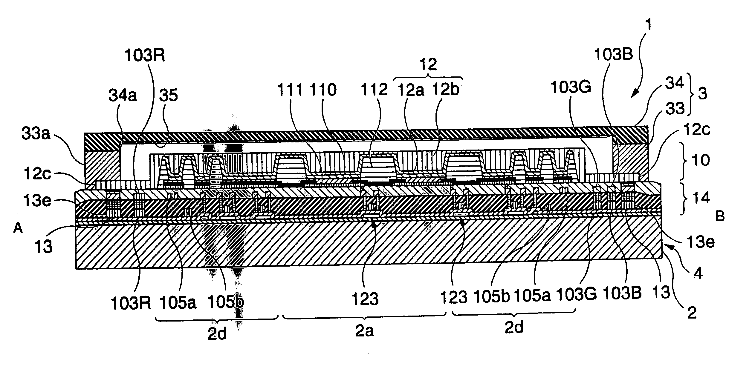 Light-emitting device with improved brightness control and narrow frame and electronic apparatus with the light-emitting device