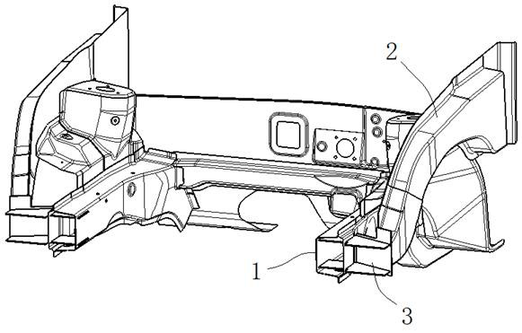 Structure of longitudinal beam wheel casing area for improving front collision performance