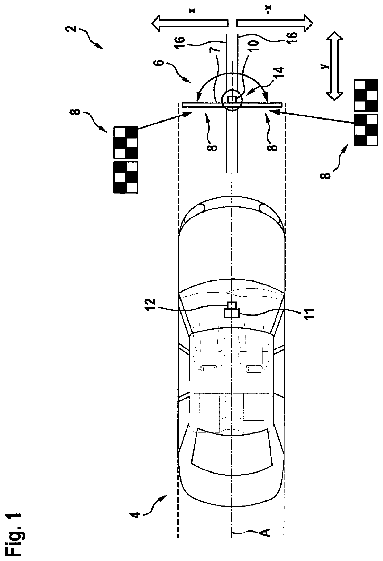 Device and method for calibrating vehicle assistance systems