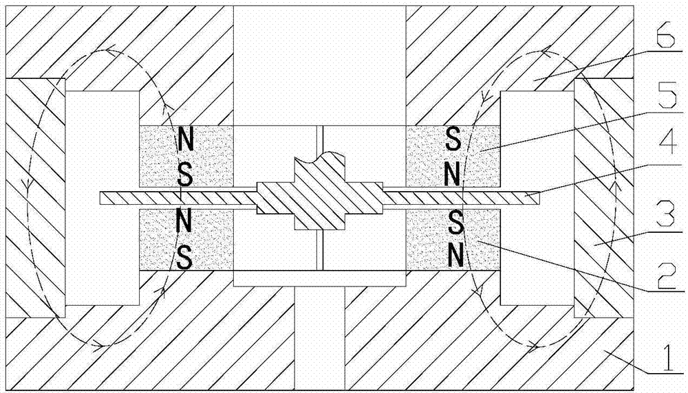 Double-magnetic-source magnetic circuit structure of permanent-magnet angle vibration table