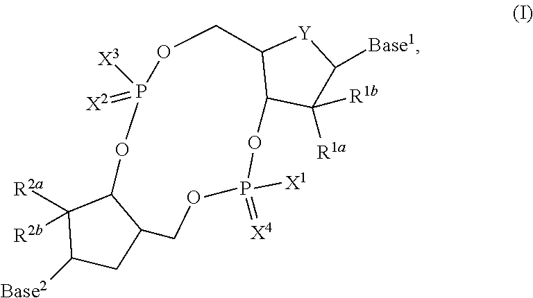 3'3'-cyclic dinucleotide analogue comprising a cyclopentanyl modified nucleotide as sting modulator