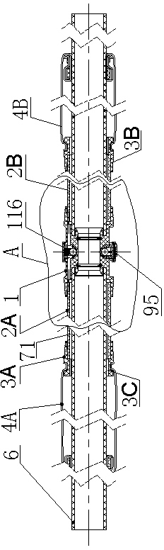 Gas extraction center divided-flow type grouting and hole sealing device and hole sealing method