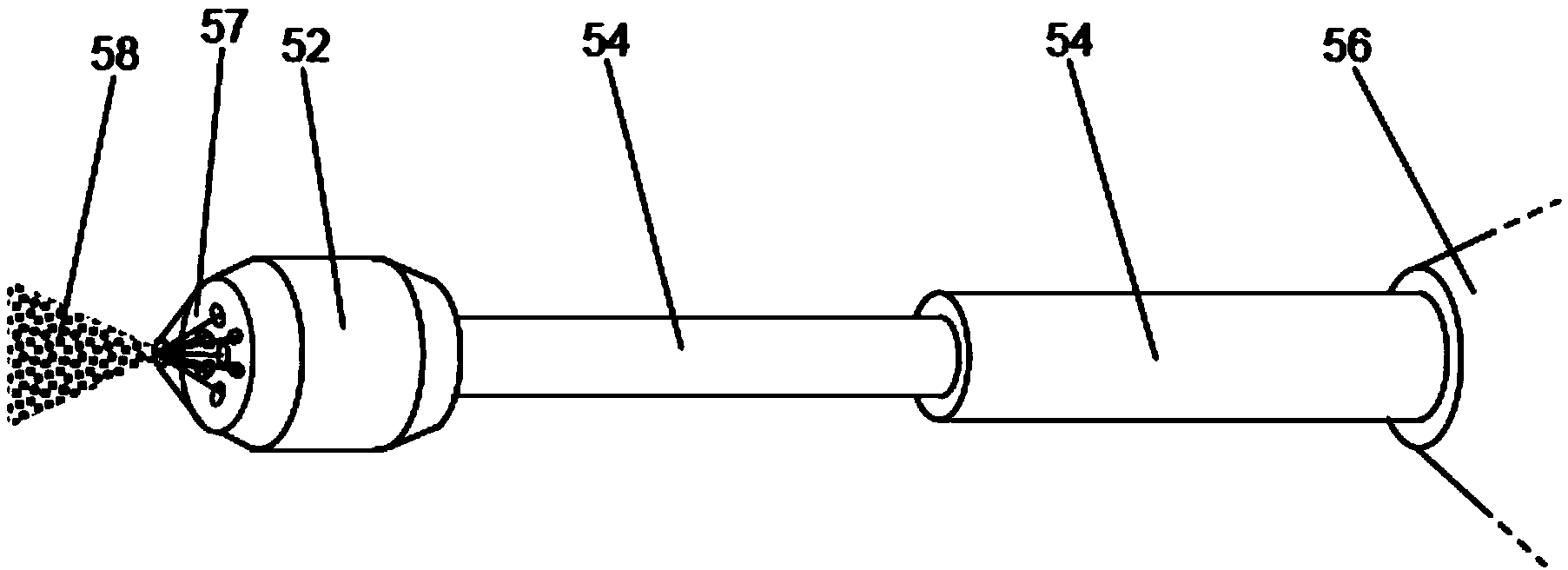 Medical spraying device with nozzle and method for producing a spray cone