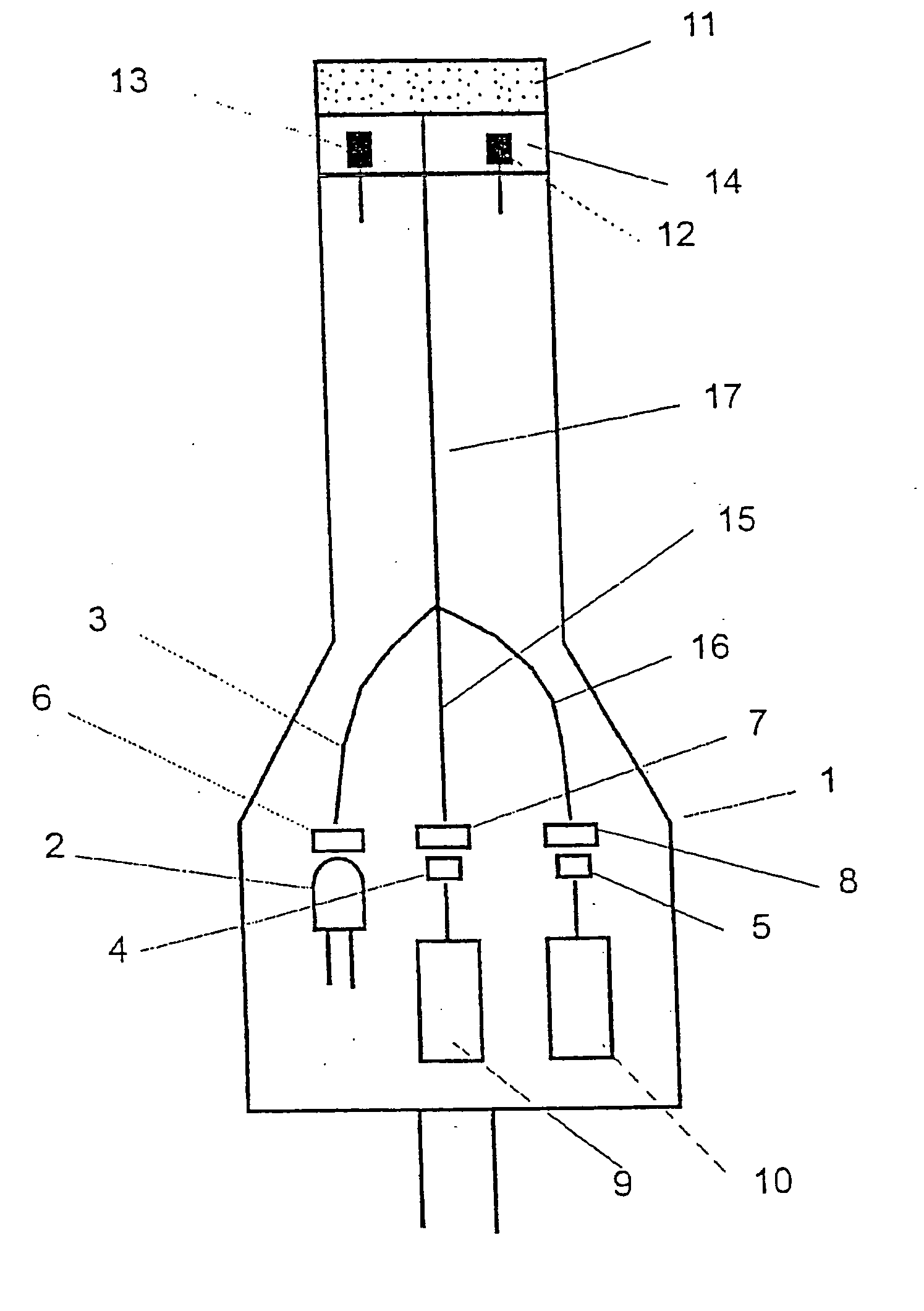 Device for measuring light-activated fluorescence and its use