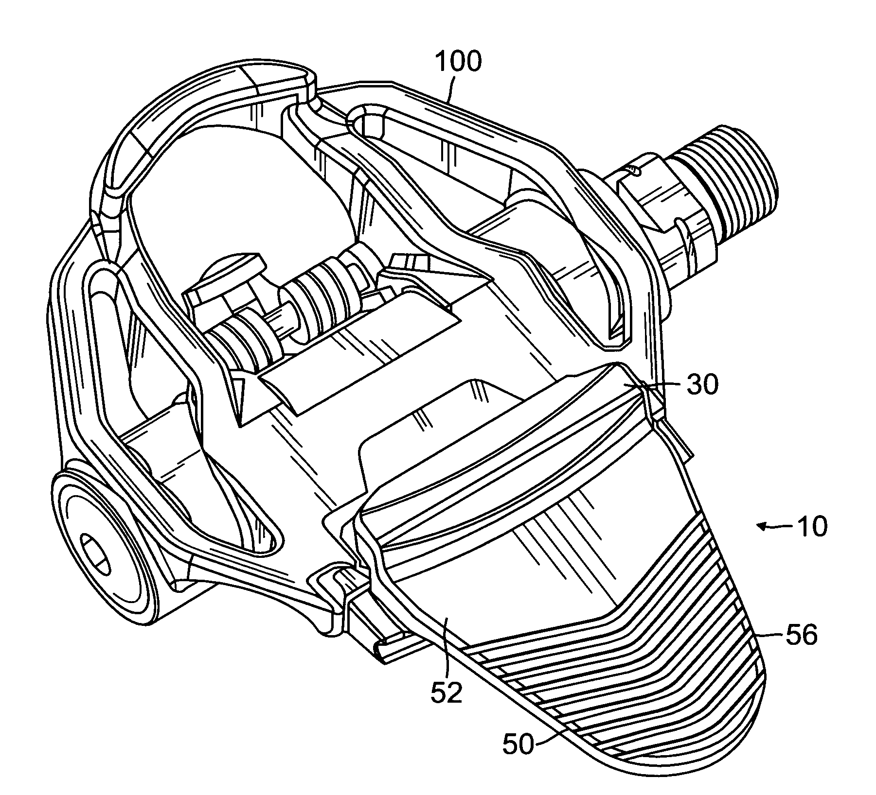 Spring-loaded retention and release mechanism for use on clipless bicycle pedals