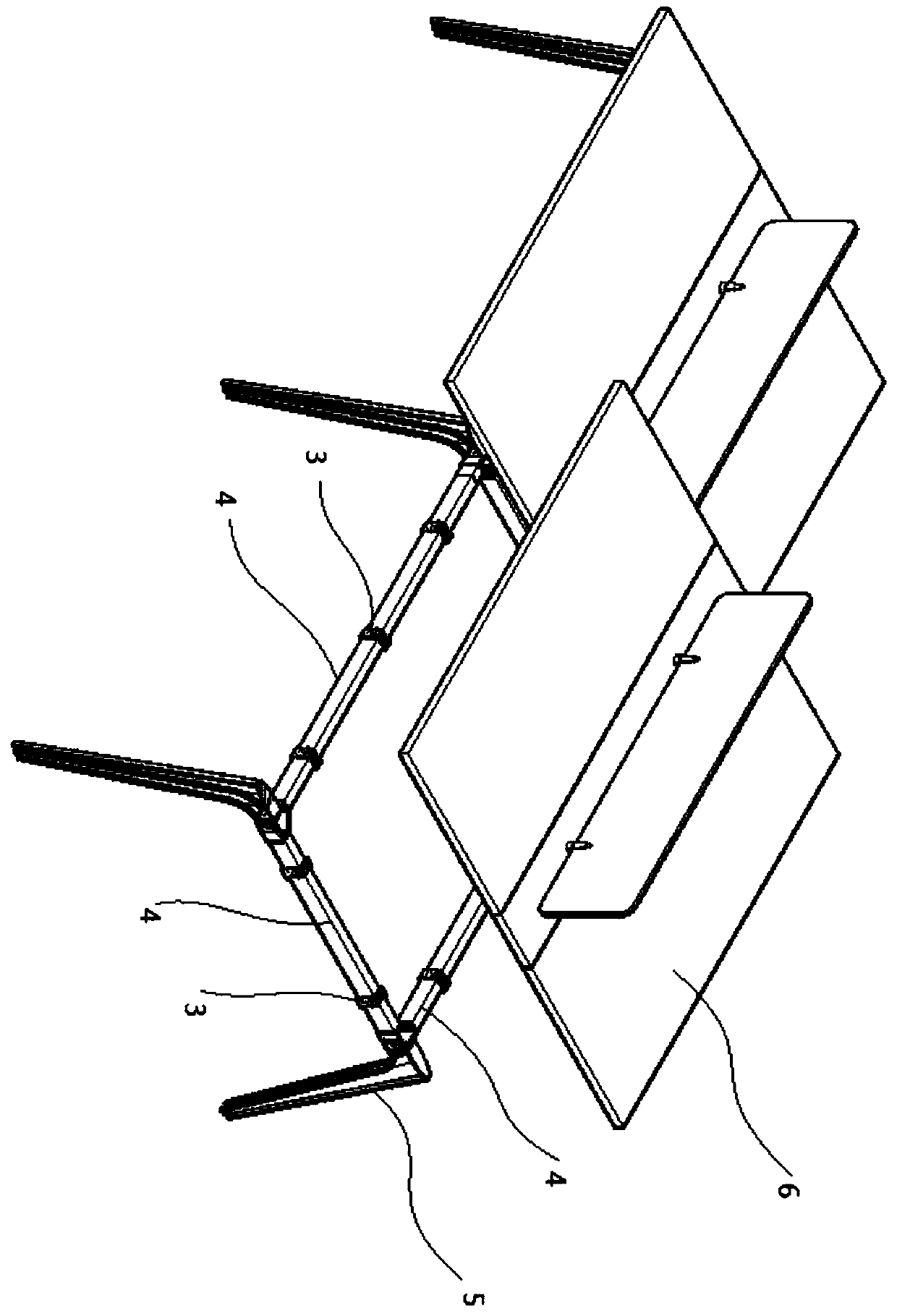 Office table with lower tabletop connecting pieces