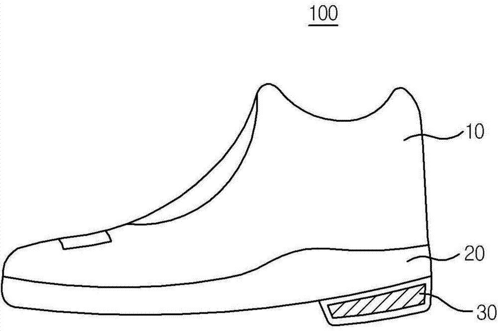 Footwear able to be wirelessly charged and wireless charging device used for the same