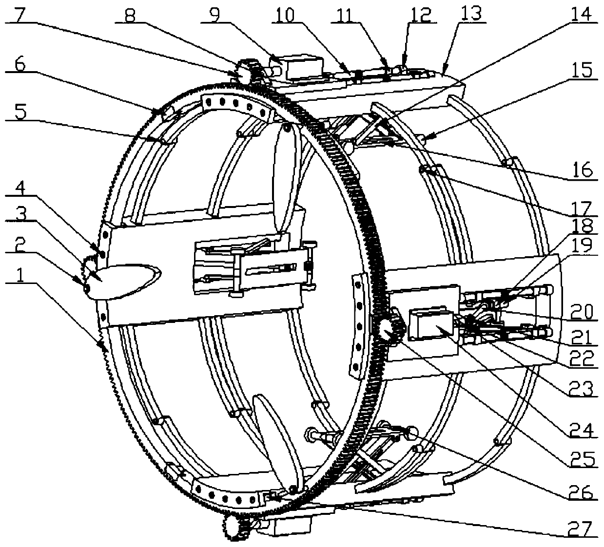 Automatic clearing device for outer wall of pipeline