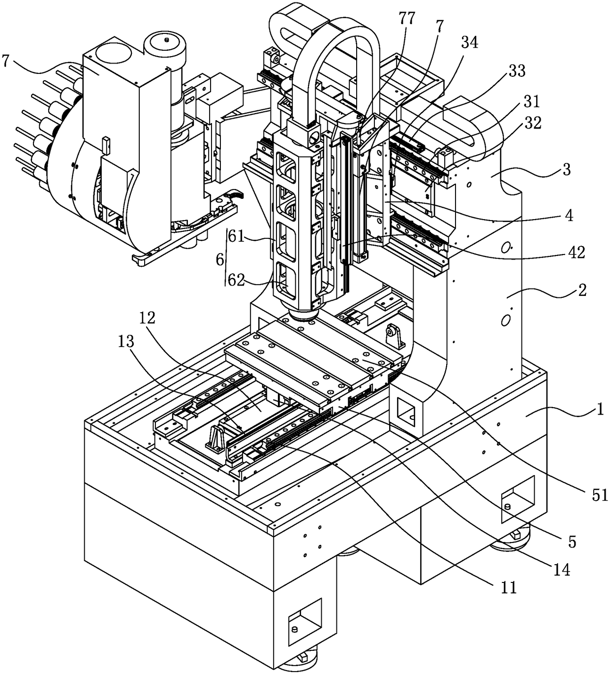 A magnetic levitation gantry machining center