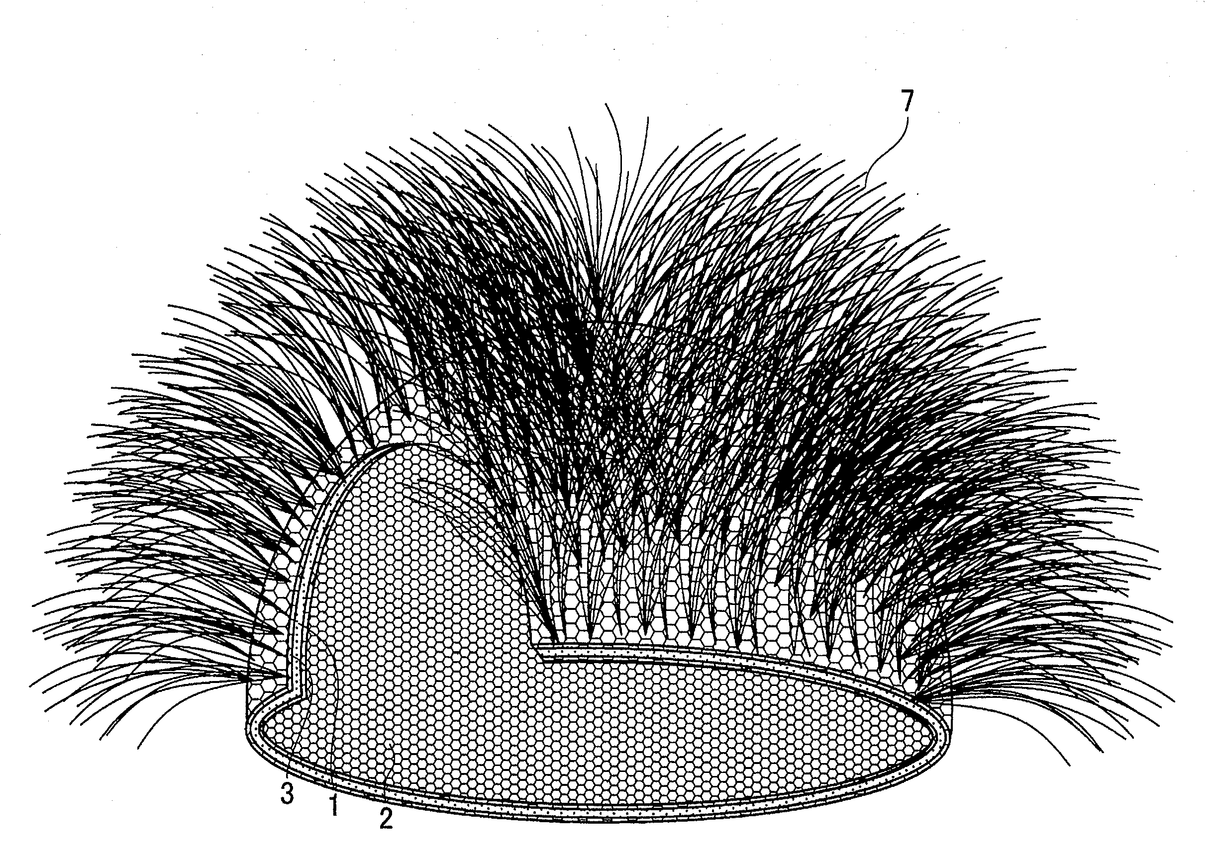 Moisture-permeable material for wigs and wig or under cap for wig having the moisture-permeable material