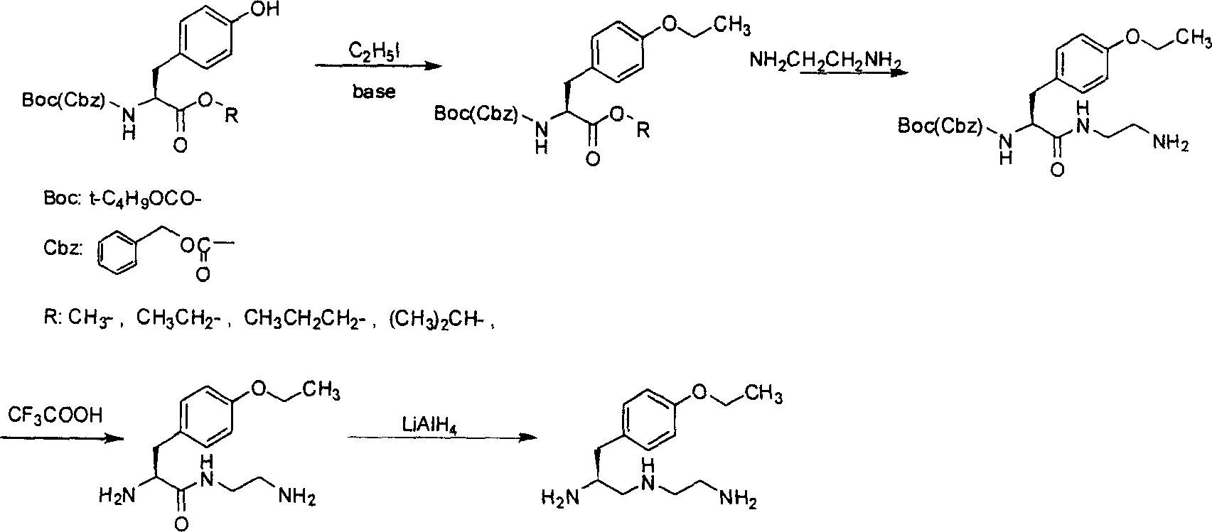 S-1-(4-ethoxybenzyl)-3-azapentane-1,5 diamine preparation method