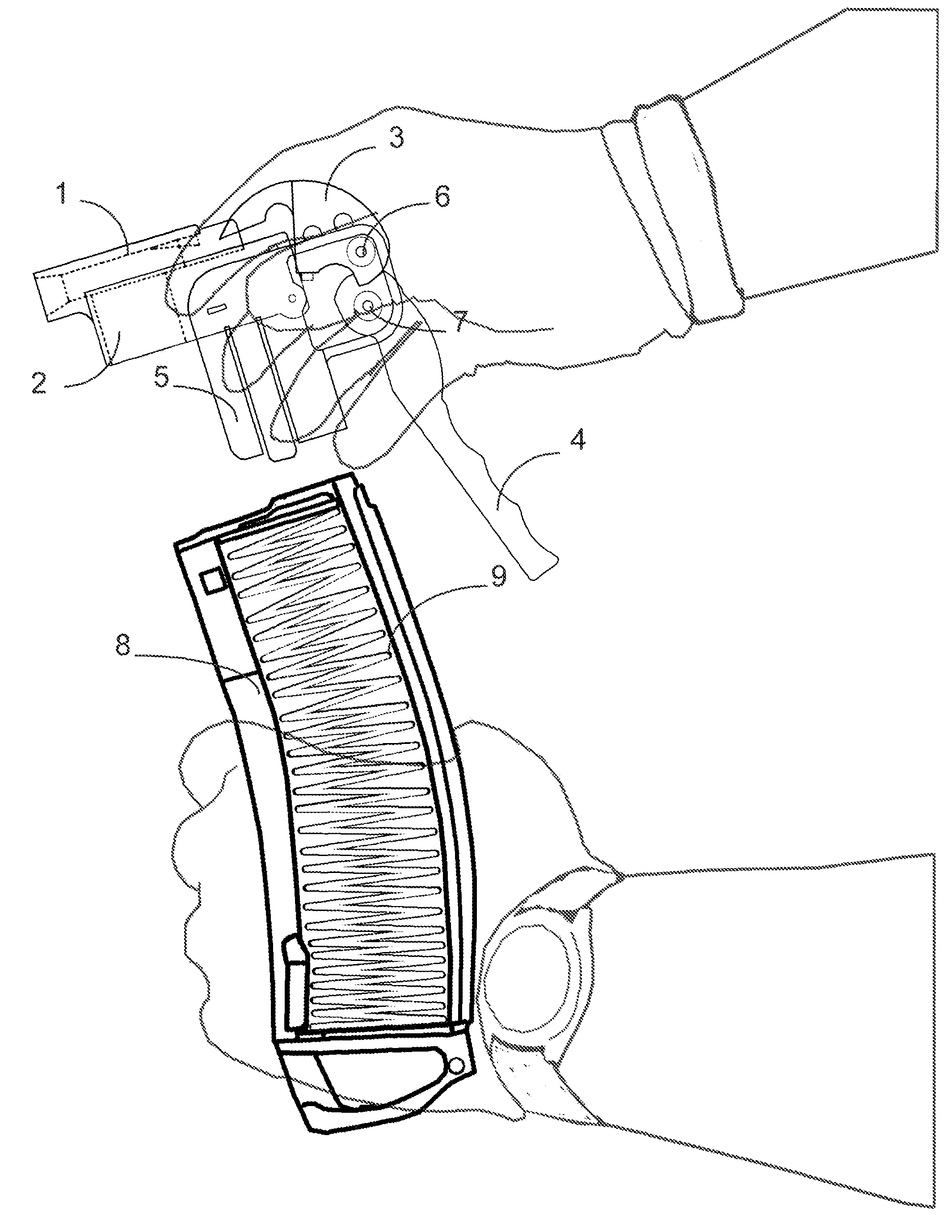 Magazine Loading Device for Loading Bullets or Cartridges into a Magazine