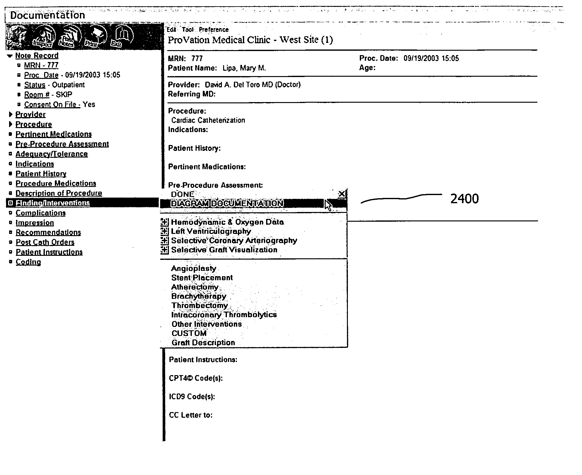 Naturally expressed medial procedure descriptions generated via synchronized diagrams and menus