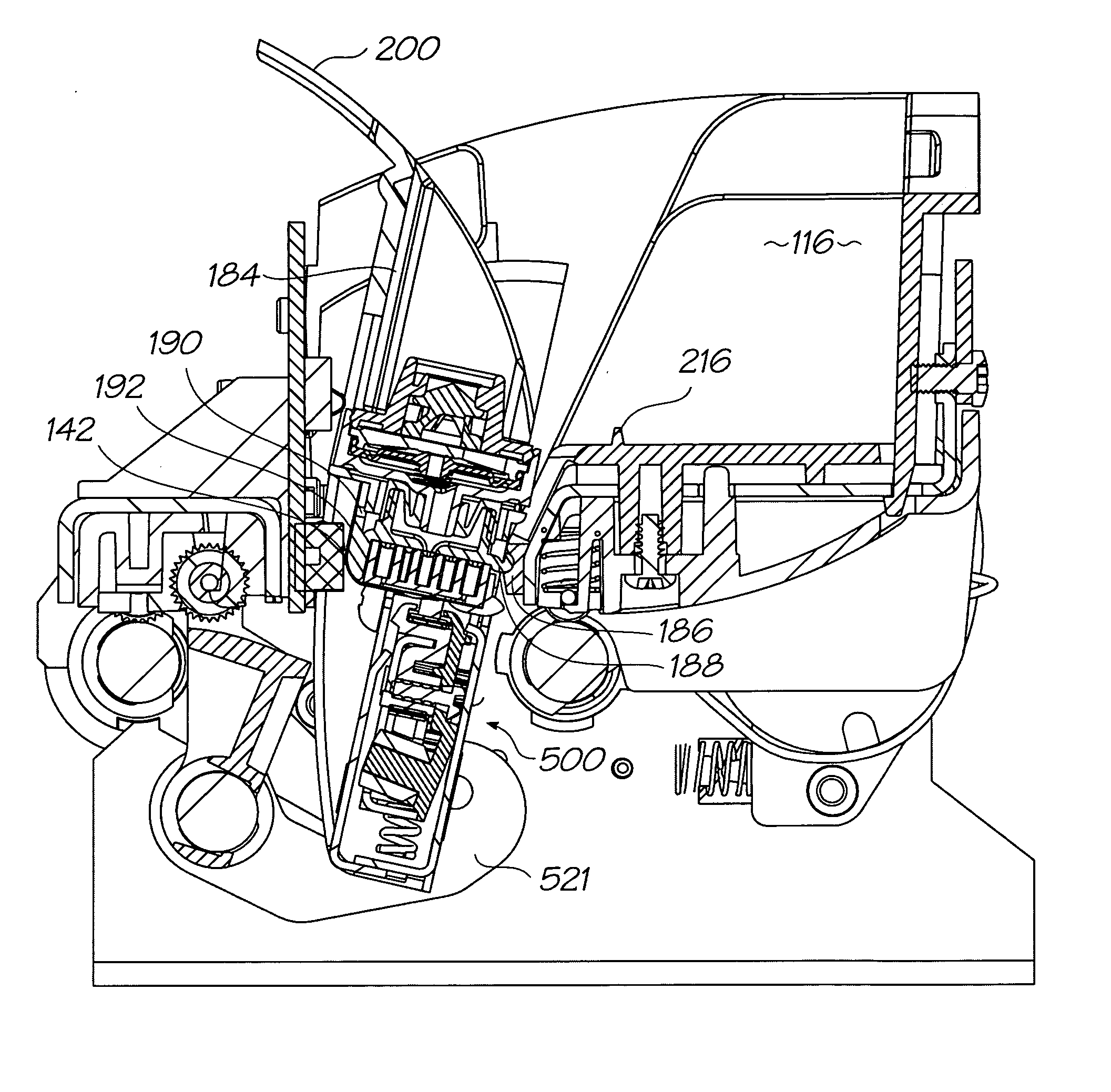 Inkjet printer with printhead cartridge and cradle that interengage via an overcentre mechanism