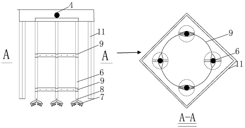 Multi-head mixing type cast-in-place large-diameter pipe pile device and its application