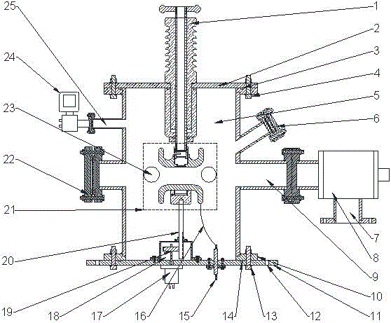 Vacuum testing device for measuring gas Townsend discharge parameters