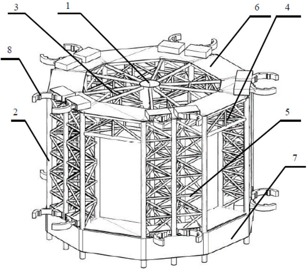 Piling limiting frame for intertidal zone offshore wind power foundation pile sinking and construction method thereof