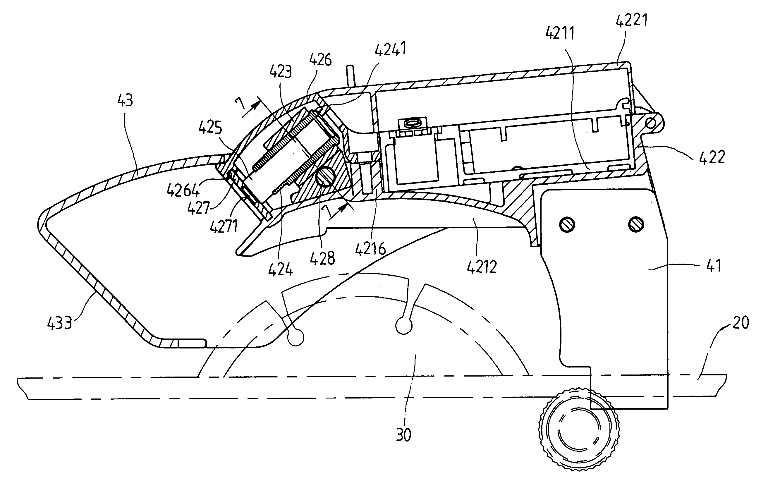 Laser guiding device for tile cutting machine