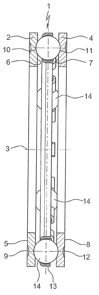 Axial rolling contact bearing, in particular axial deep groove ball bearing acting on one side