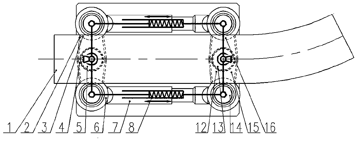 Support and guide device for planar curve motion using hyperbolic bar metamorphic mechanism