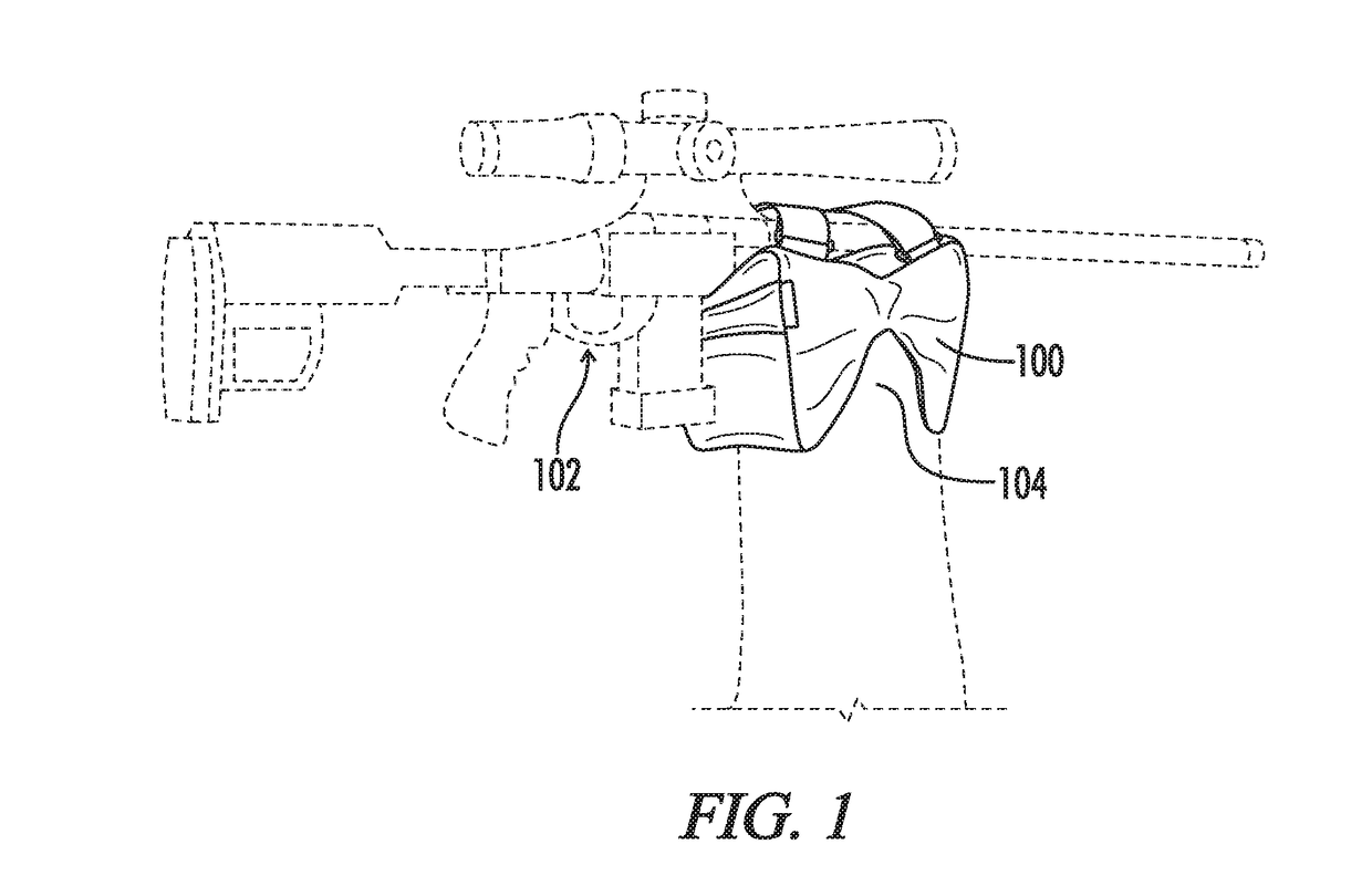 Grasping front support bag for firearm stability