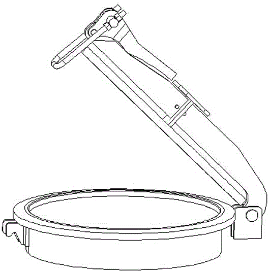 Quick-opening and quick-closing pressing beam hasp-type feeding and discharging device