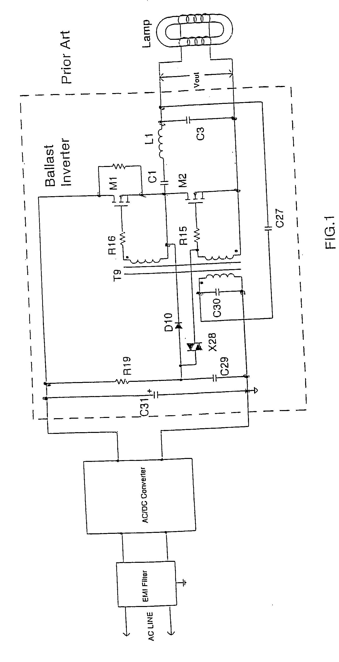 Feedback circuit and method of operating ballast resonant inverter