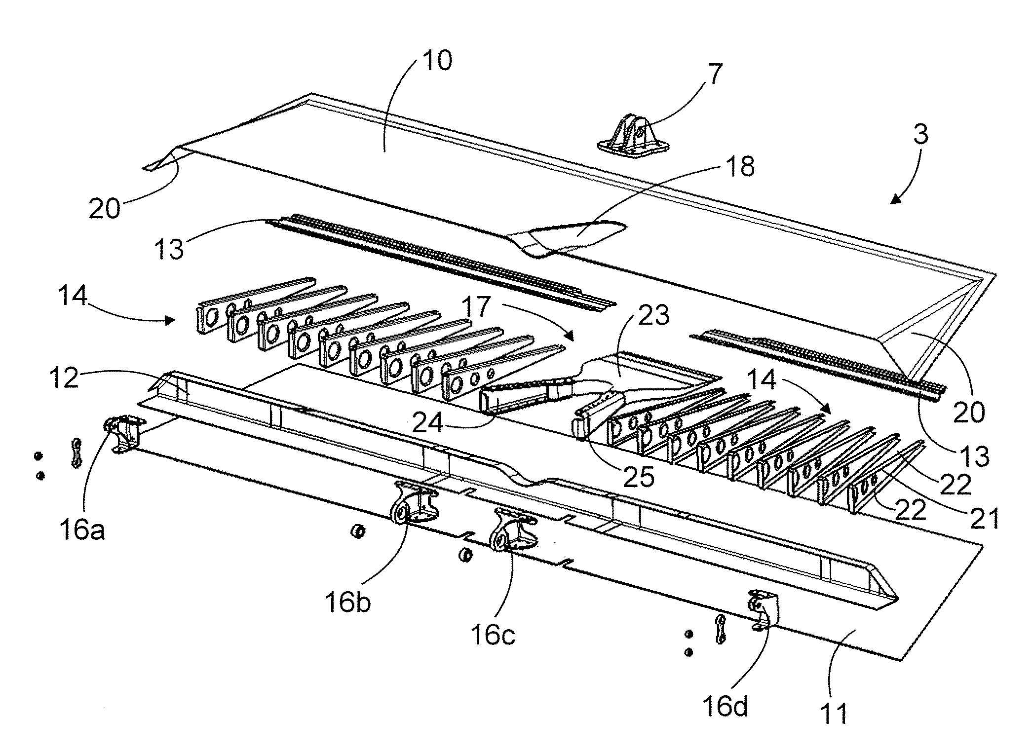 Pivoting panel for aircraft, and composite support piece