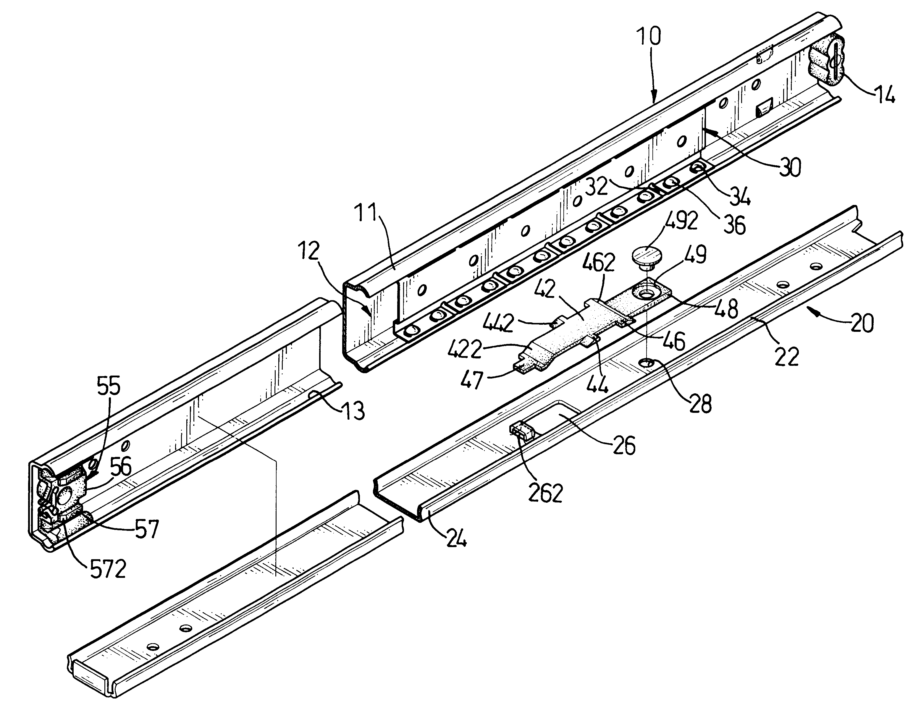 Detachable rail for a drawer track