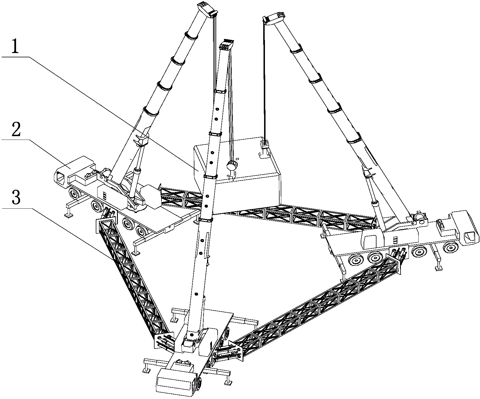 Hoisting coupling device with cooperation of multiple cranes and detection method