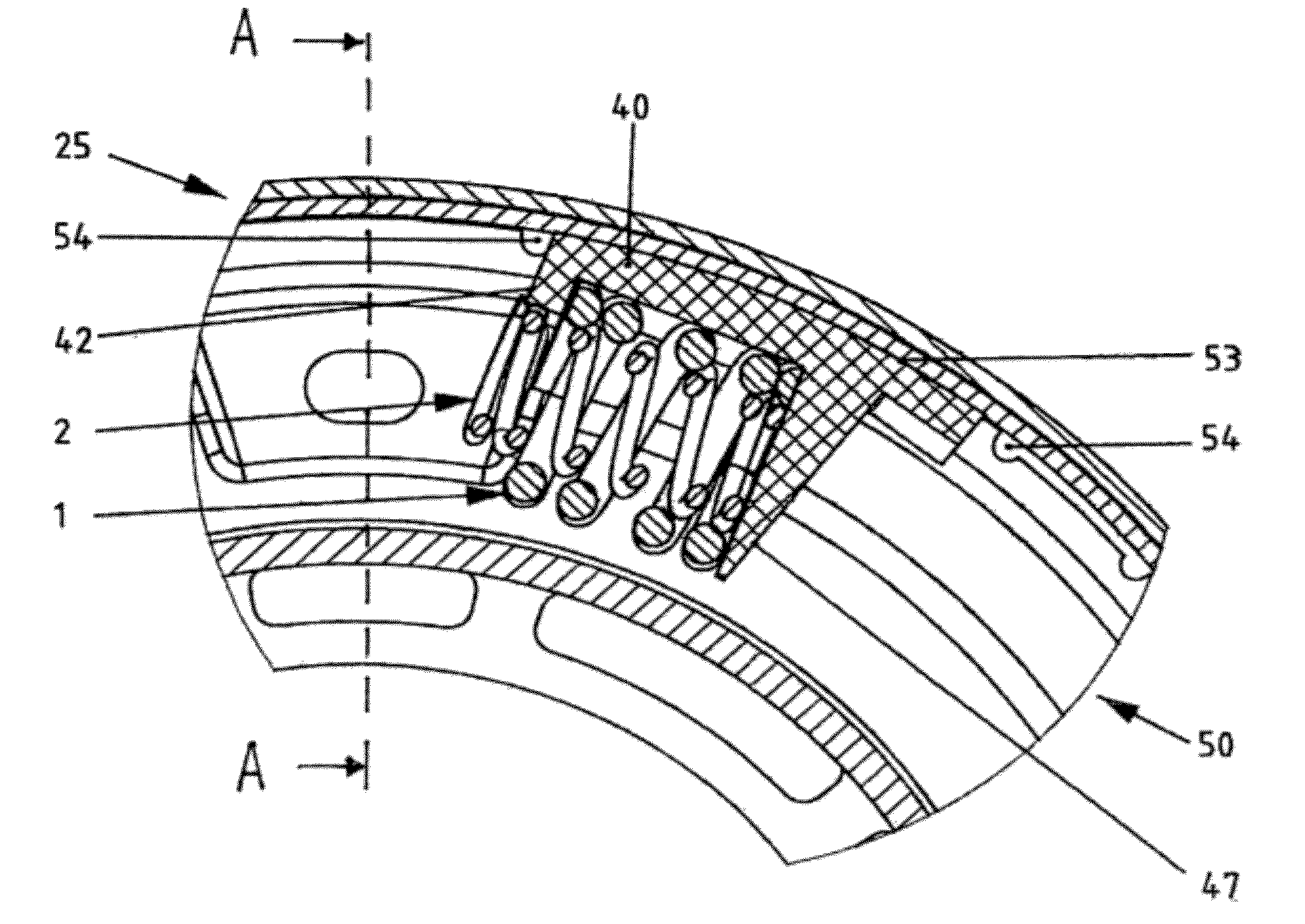 Shoe having a spring position limitation, or torsional oscillation damper having such a shoe