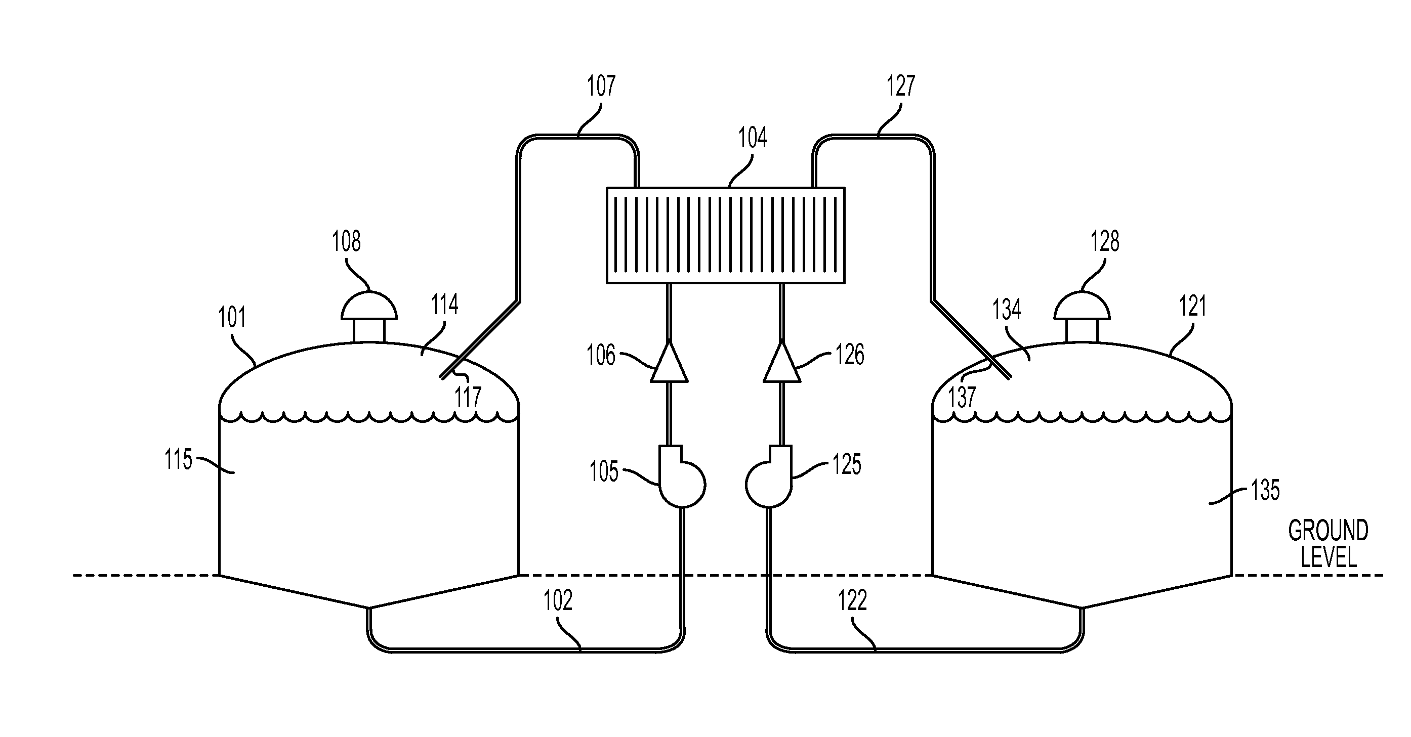 Pressure feed flow battery system and method