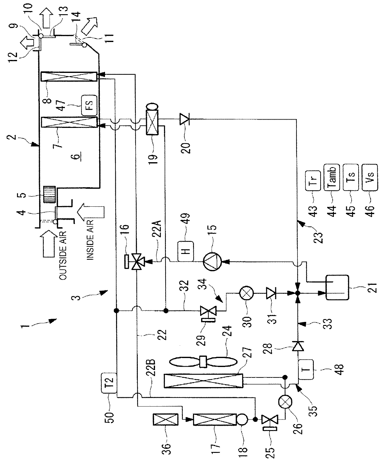 Heat-pump-type vehicle air conditioning system and defrosting method thereof