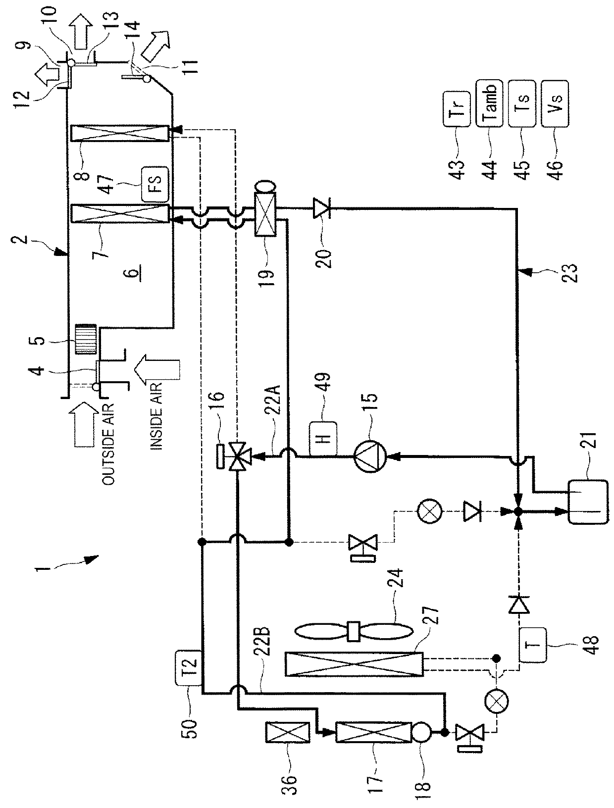 Heat-pump-type vehicle air conditioning system and defrosting method thereof