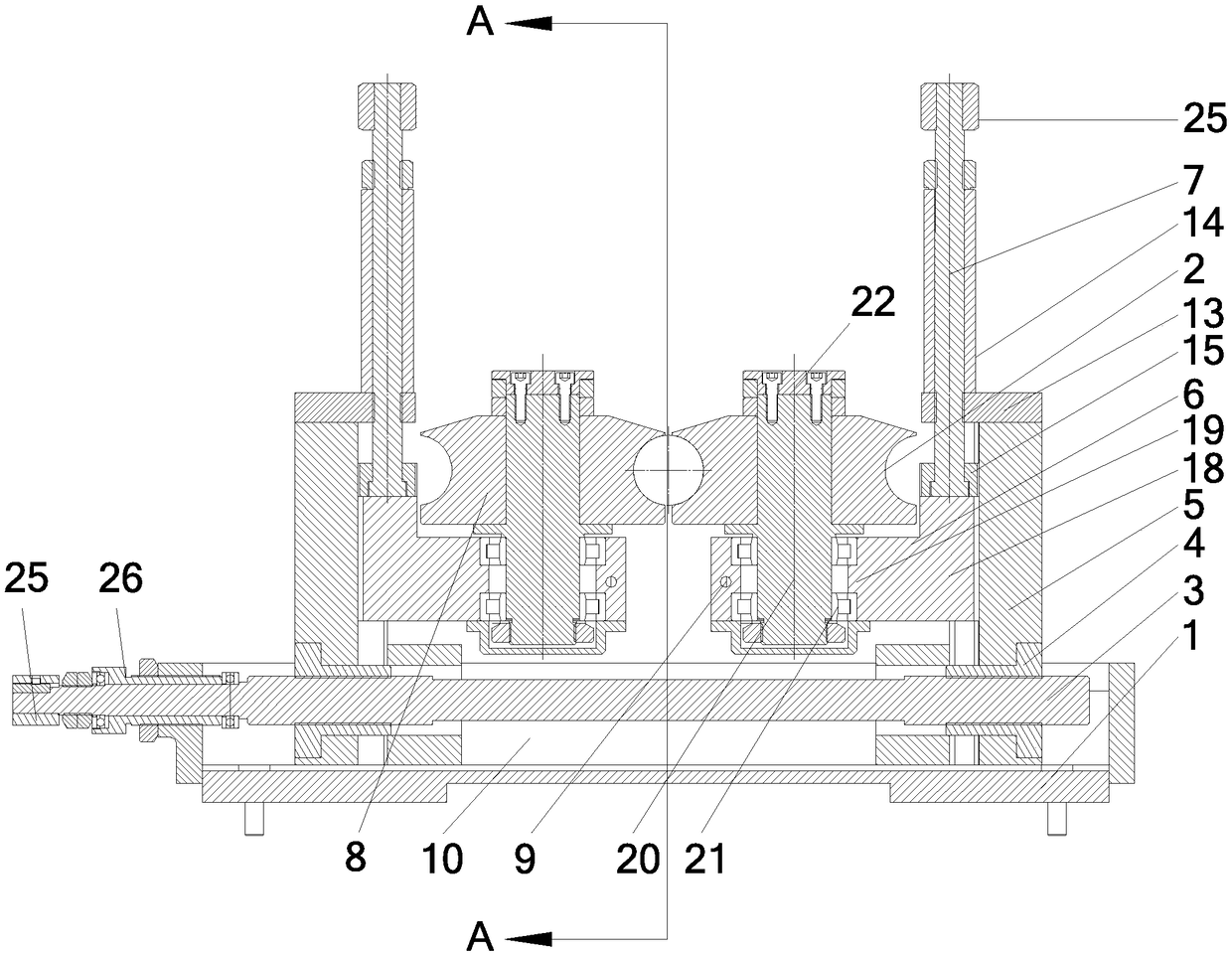 Welding roller adjusting device of welded pipe production line