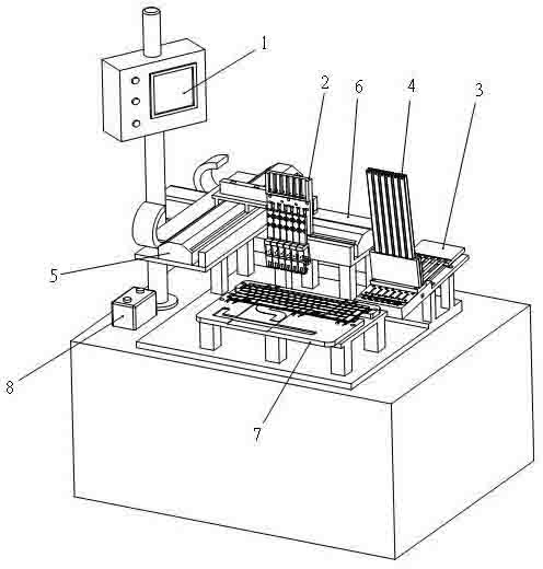 Automatic assembling machine of X framework of keyboard