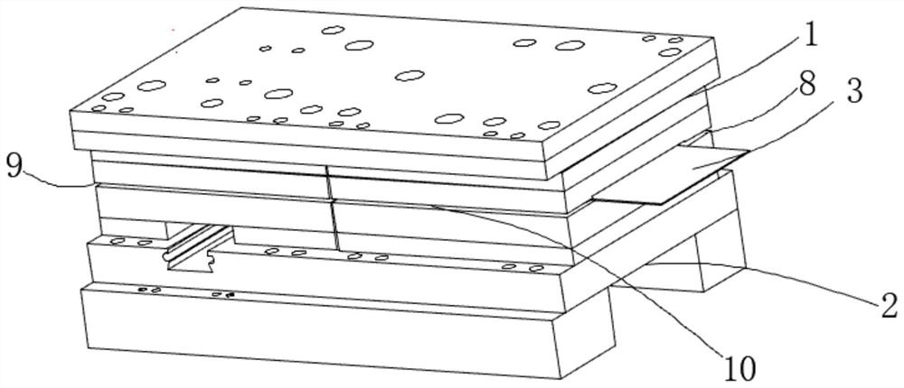 Stamping die applied to motor shell production and machining method