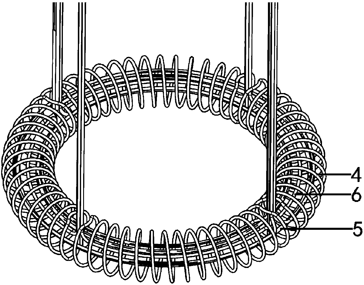 A three-dimensional space forming structure of high magnetic flux helical magnet for vacuum environment